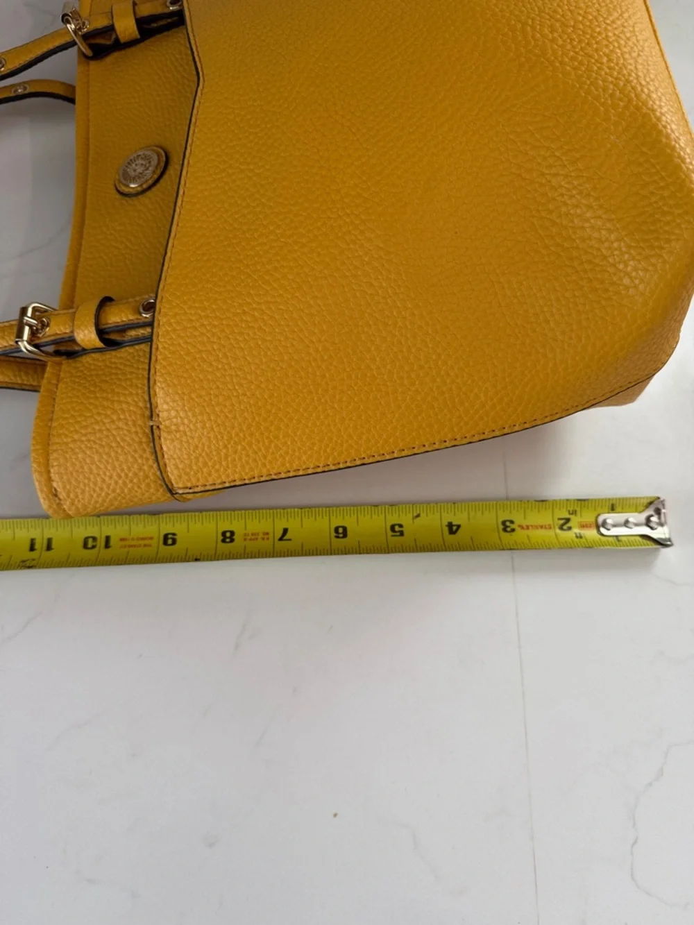 Anne Klein Harvest Yellow Textured Faux Leather Tote Shoulder Bag